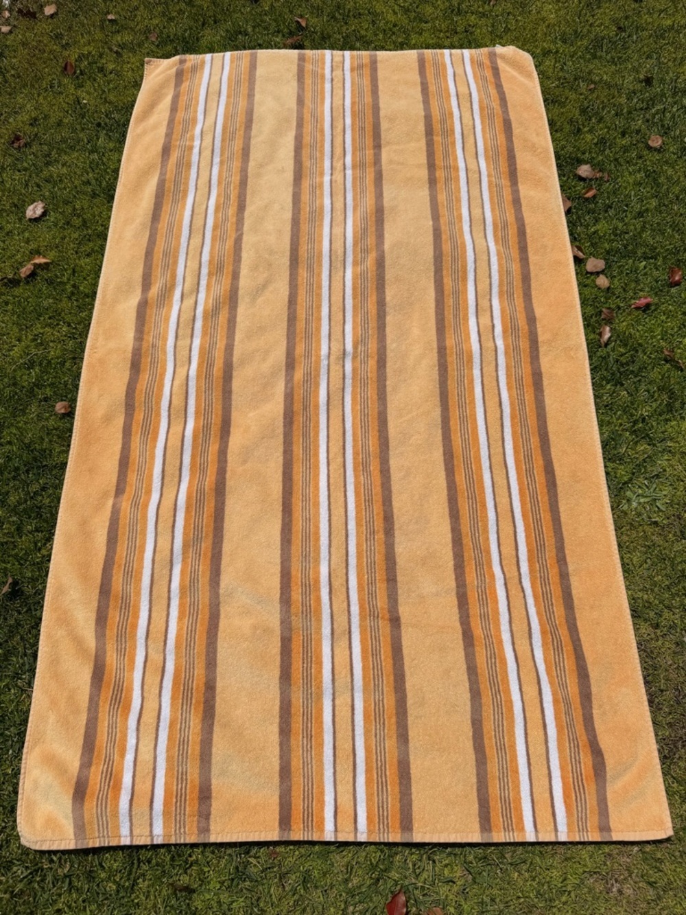 Restoration Hardware Striped Oversized Beach Towel Gold Brown Orange 36x65 GUC